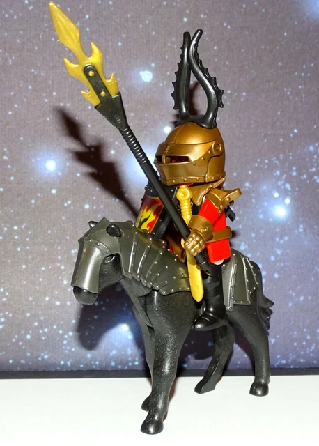 PLAYMOBIL CHEVALIER DE Feu + Cheval Avec Carapace - Armes - Moyen Age ...