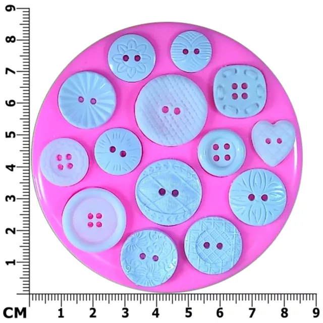 Fancy Buttons 14 different Sizes & Patterns Silicone Mould by Fairie Blessings