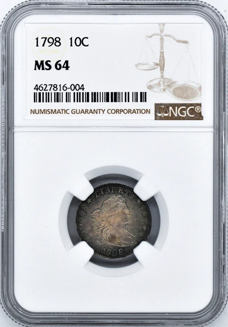 1798 Draped Bust 10C Ngc Ms 64