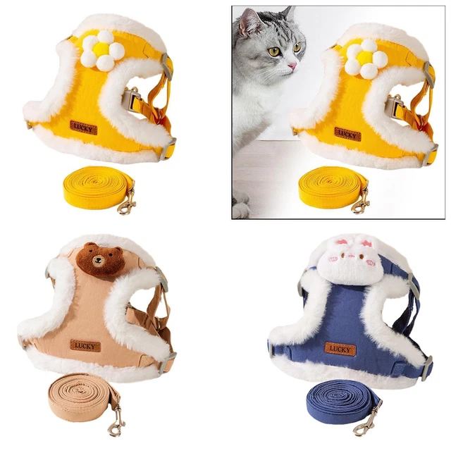 Cat Harness Leash Set Comfortable Adjustable Kittens Vest with Reflective Strip