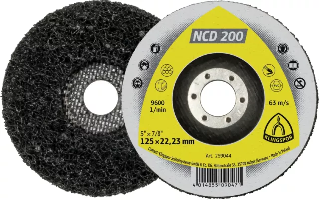 5X Klingspor Ncd 200 Disco de Limpieza, 125 X 22,23MM Siliziumkarbid Recto