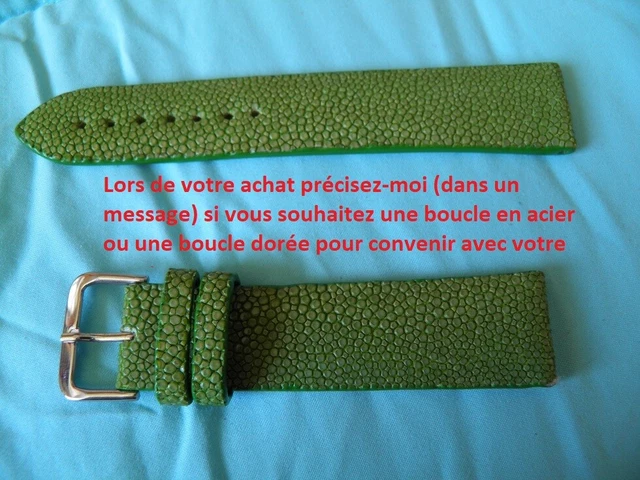 Bracelet En Galuchat Véritable 18 Mm - Rouge Grain Naturel, Fabrication Française - Neuf Sans étiquette, Unisexe
