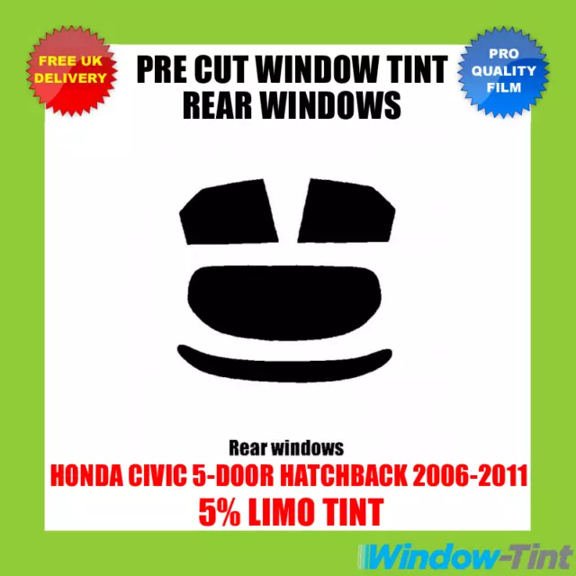Pre Cut Window Tint for Honda Civic 5-door Hatchback 2006-11 5% Limo Black Rear
