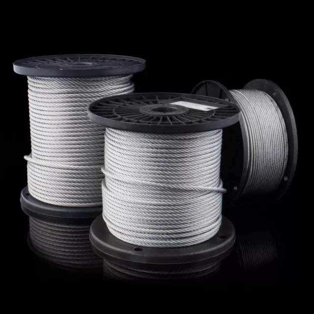 6x19 CÂBLES D'ACIER GALVANISÉ 4mm - 8mm métallique corde toron filin 1m - 100m