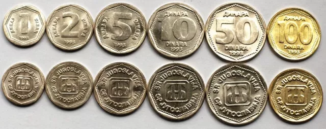 Yugoslavia 6 Coins Set 1993 Unc (#1460)