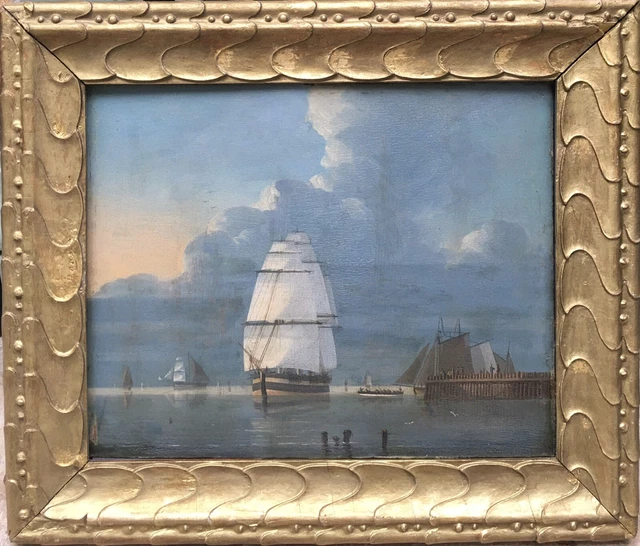 Tableau Peinture Cadre 19èm XIXèm Marine École hollandaise Réalisme rare ancien