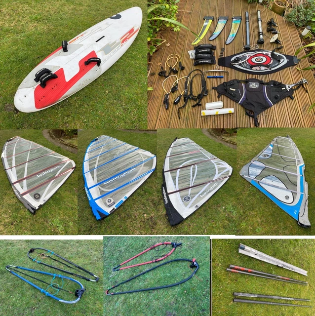 WINDSURF FULL RIG and accessories. Complete board and 4 sail bundle