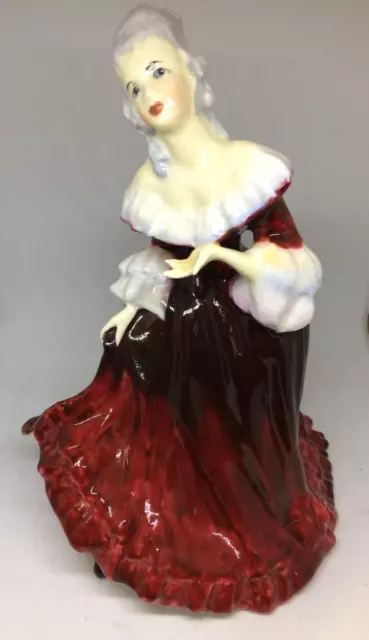 Vintage Staffordshire Fine Bone China Lady in Red Figurine 8 x 5"