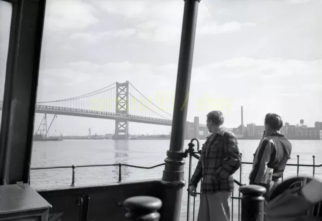 1950 PRR Pennsylvania Railroad Ferry - Delaware River Bridge - Vintage Negative