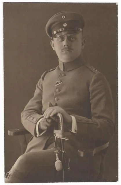 Foto-AK Portrait Bayern TOP Säbel Uniform feldgrau Offizier Hohenaschau EK-Band