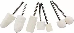 Value Collection 7 Piece, 3/32" Shank Diam, Wool Felt Bob Set Medium Density,...