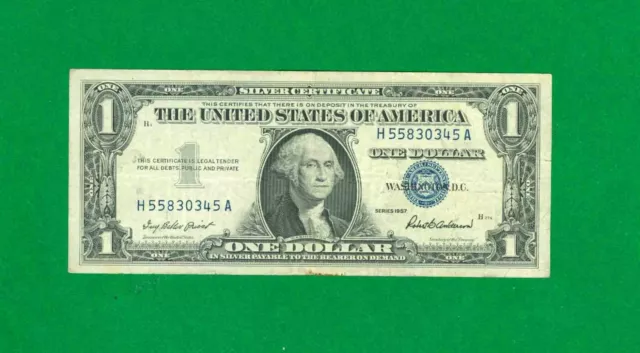 $1 1957 1 G/A Block Blue Seal Silver Certificate Circ.