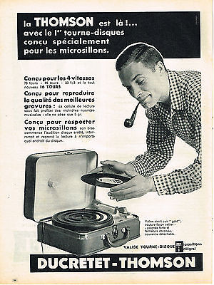 Ducretet Publicité Papier Tourne-Disques Ducretet-Thomson De 1957