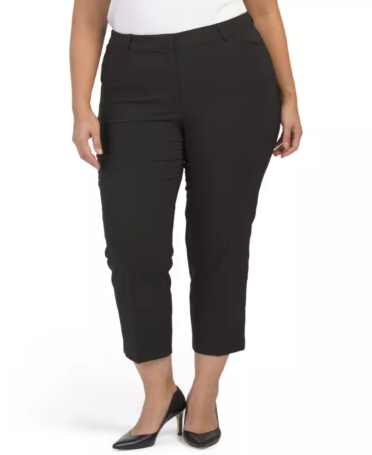 NWT $98 Nanette Lepore Womens Black Cropped Stretch Dress Pants Plus Size 24 W