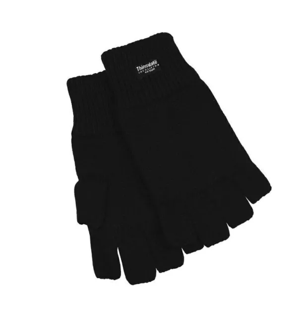 Dents 3M Thinsulate Women's Fingerless Knit Gloves Insulation Thermal - Black