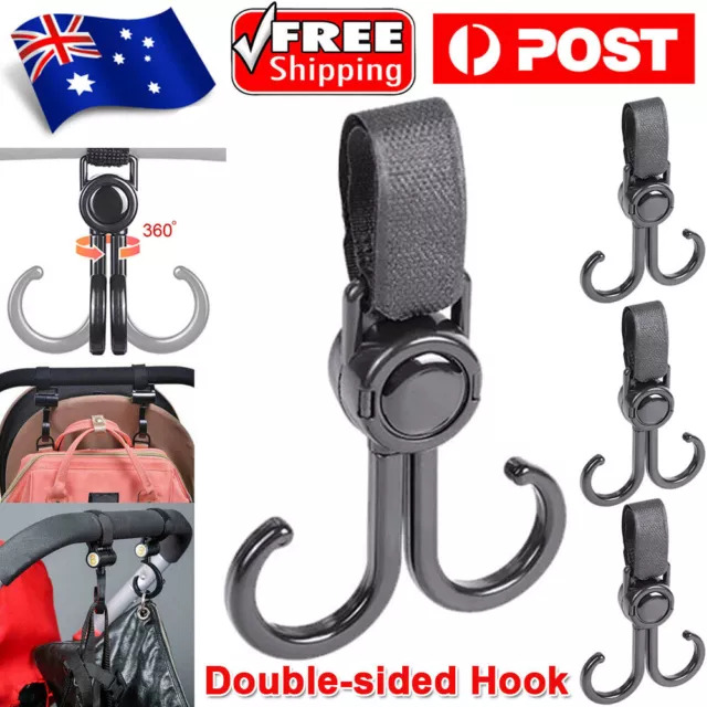 2/4PCS Baby Hanger Bag Stroller Pushchair Hooks Pram Rotate Straps Accessories