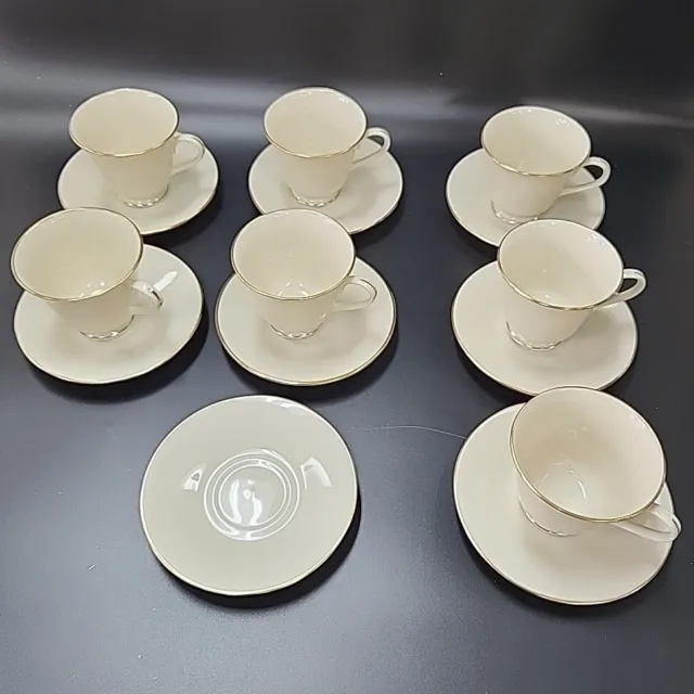 Lot of 15 Lenox Hayworth Tea Cups & 6" Tea Saucer Plates Gold Rim Fine China
