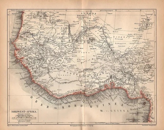 NORDWEST - AFRIKA Besitzungen Kolonien   Historische Landkarte 1878