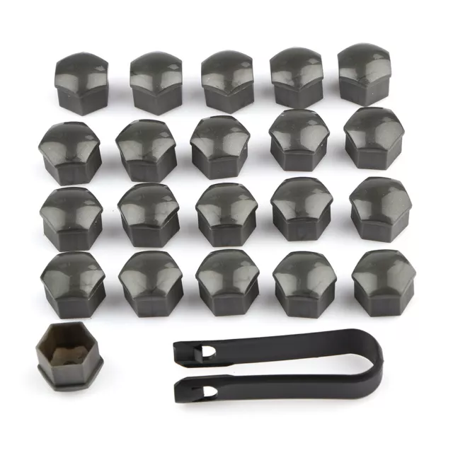 20x CACHE ECROU 17mm BOULON DE ROUE CAPUCHON Voiture Universel Gris