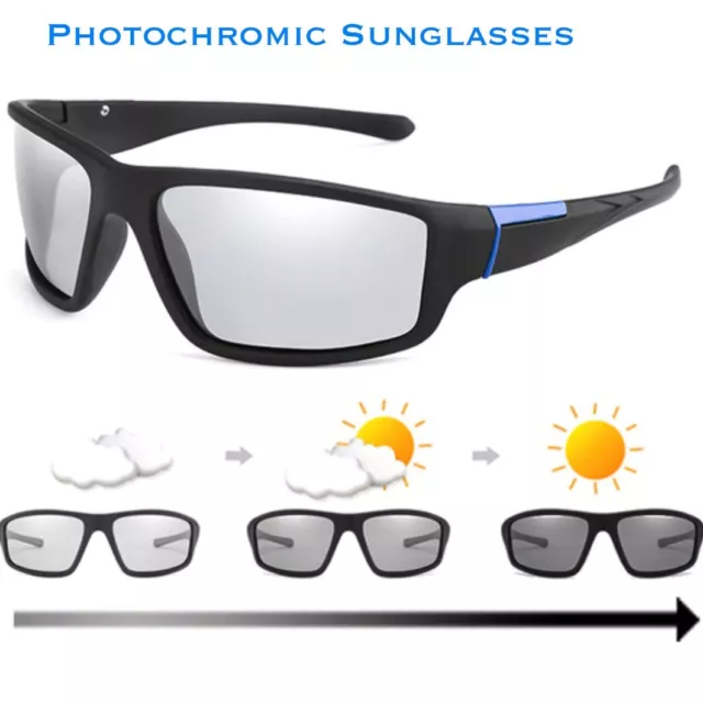 Photochromic Mens Sunglasses Sports Driving Polarized Fishing Cycling Glasses