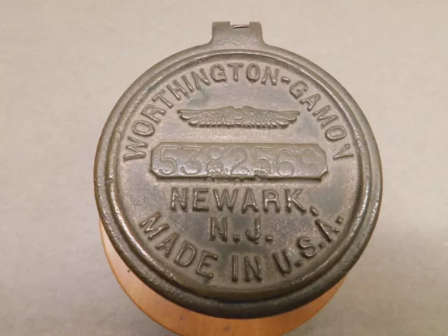 Vintage Worthington-Gamon Brass Water Meter Newark, NJ, Mounted 3