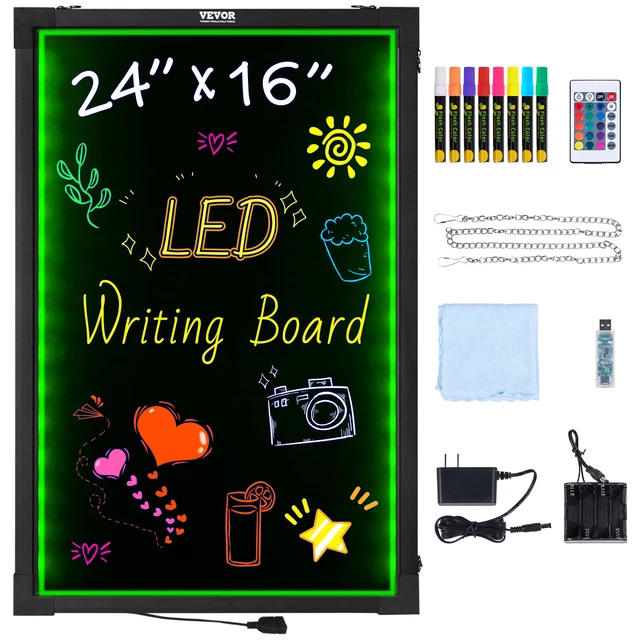 Tableau Lumineux LED 30x20 Cm - Acrylique Effaçable, 7 Couleurs, Support Réglable - Pour Café, Bureau - 11