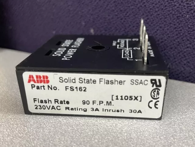 SSAC FS162 SOLID STATE FLASHER, 230VAC / 3A, 90 FPM, 2X2, Lot of 1