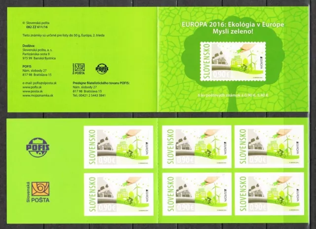 Slowakei: MiNr. 790 als MH, Markenheftchen EUROPA 2016 **, booklet MNH [6397]