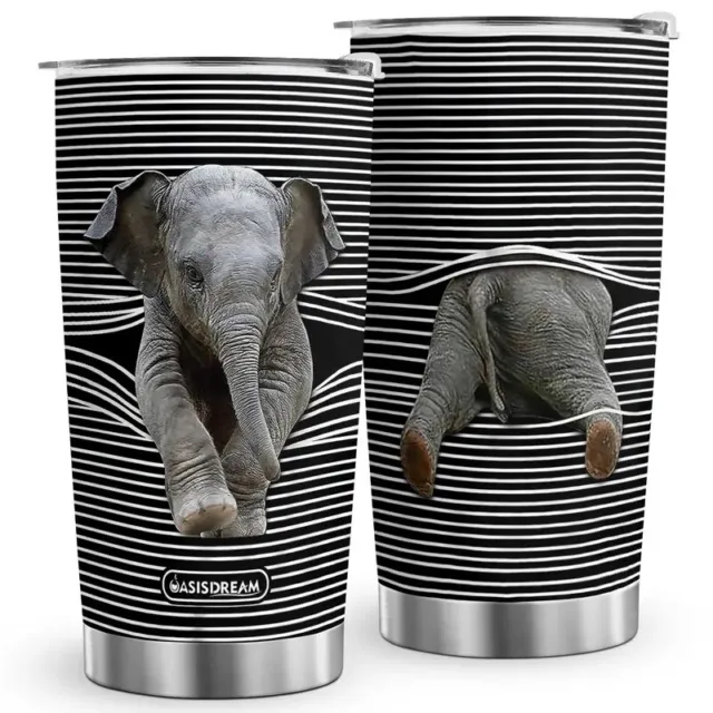 20oz Coffee Stainless Steel Elephant Tumbler Cup Insulated Travel Mug with Lid