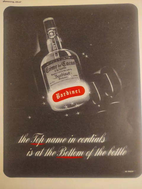 1947 Original Esquire Art Ad Advertisement Bardinet Cordials