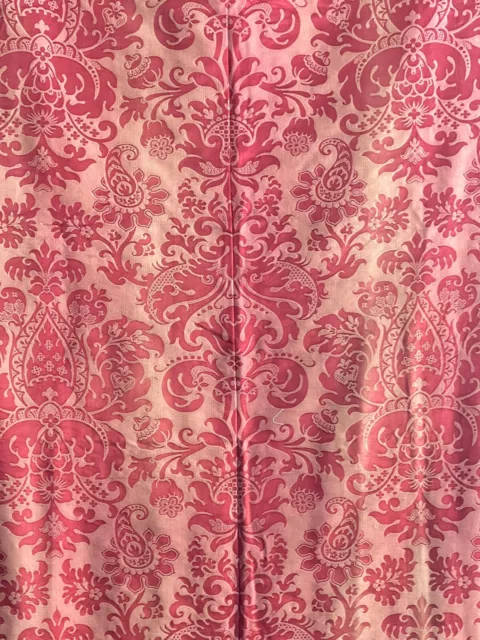 Antique French DAMASK RED GOLD SILK panel indiennes ARABESQUES DECOR c1880