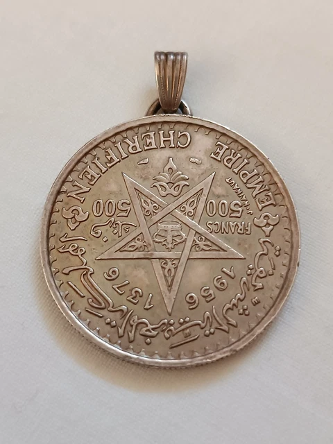 Coin pendant Morocco 500 francs 1956,900 silver