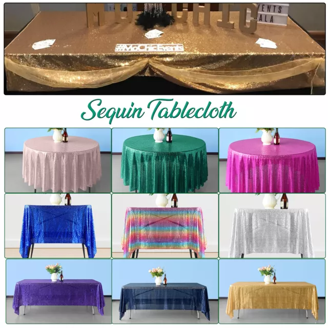 Glitz Party Table Cover Cloth Sequin Round Rectangle Tablecloth Wedding Decor UK
