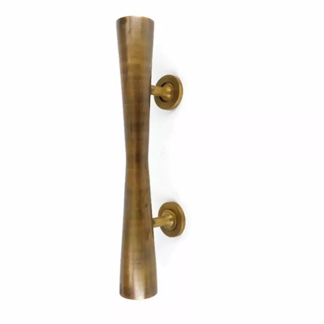 brass large old style pull handle solid hollow  doors 14" aged 34cm B