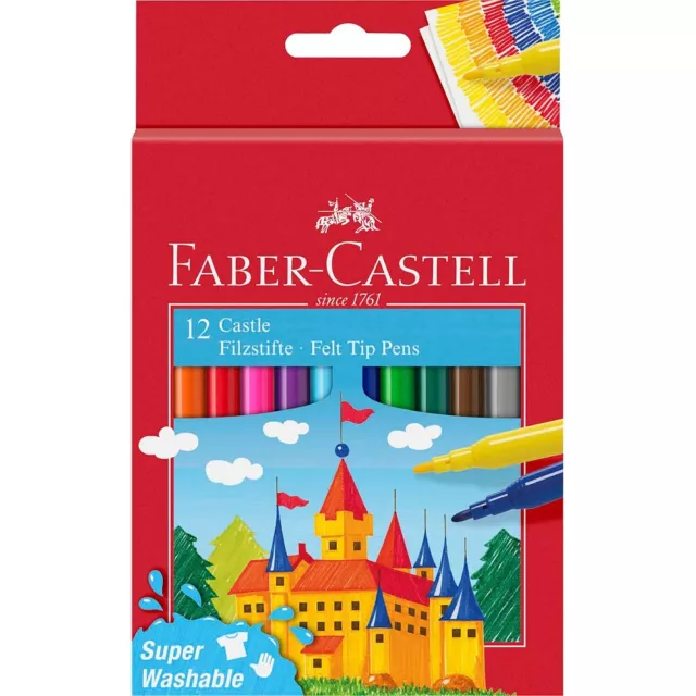 FABER-CASTELL 554201 12x Filzstifte farbsortiert