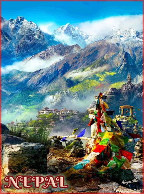 Poster stampa da parete 95028 Nepal Sud-Est asiatico Monte Everest asiatico Regno Unito