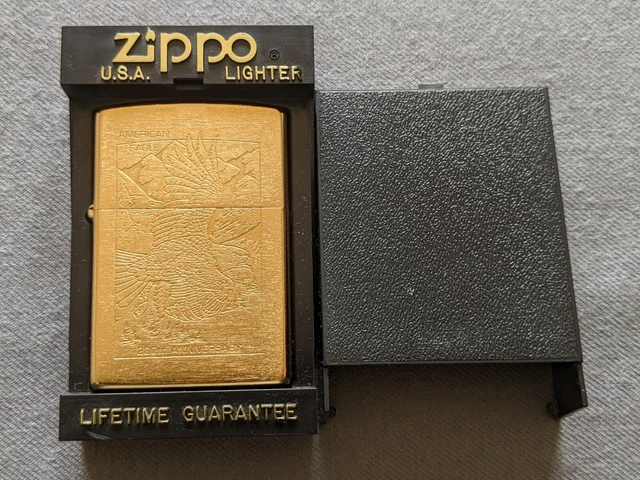 VINTAGE 1998 AMERICAN EAGLE 200th ANNIVERSARY SOLID BRASS ZIPPO LIGHTER MIB RARE