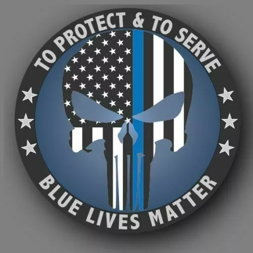 Skull Police Blue Lives Matter From 2" To 50" Car Truck Decal Sticker Usa