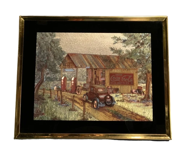 Coca Cola Country Store, collectible wall art, framed, iridescent