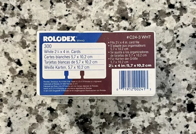 Rolodex C24-3, 300 White C24 Blank Refill Cards Rotary File, New Sealed!