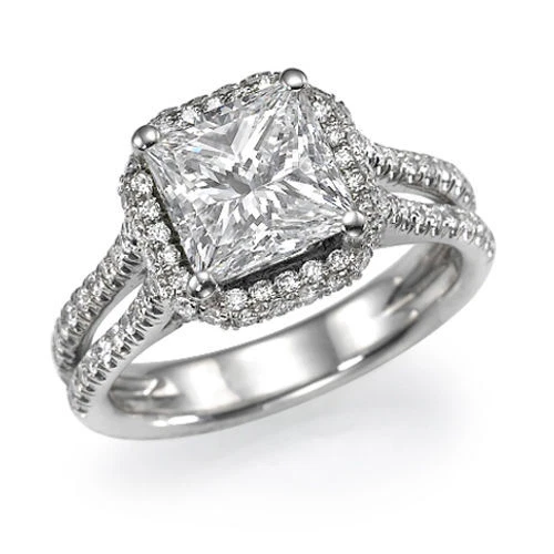 D-F/VVS Princess Cut Moissanite Engagement Ring 3.65 CT 14K White Gold Ladies