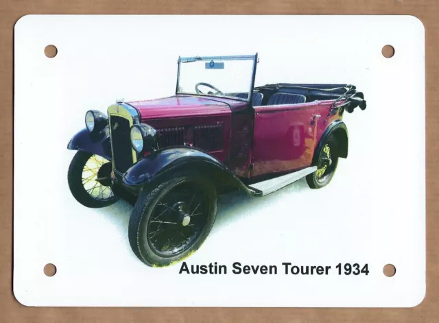 Austin Seven Tourer 1934 - Aluminium Plaque - Two sizes A5 or 203 x 304mm