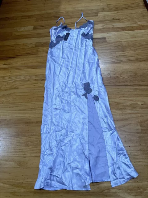 Juliana Rae Dress Womens Small Blue Spaghetti Strap Maxi Slit Dress 100% Silk