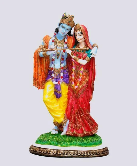 HINDU GOD LARGE Lord Krishna Kanha Radha Idol Sculpture Statue Figurine