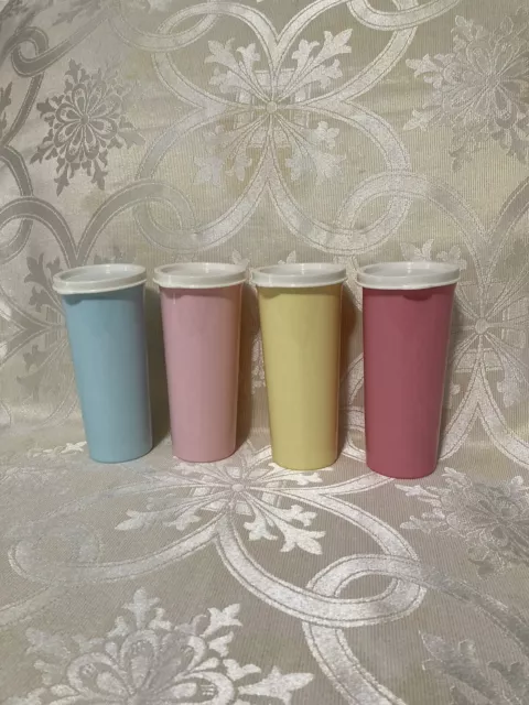 Brand New Tupperware Pastel Tumblers Straight Sided Cups 12oz.Set of 4