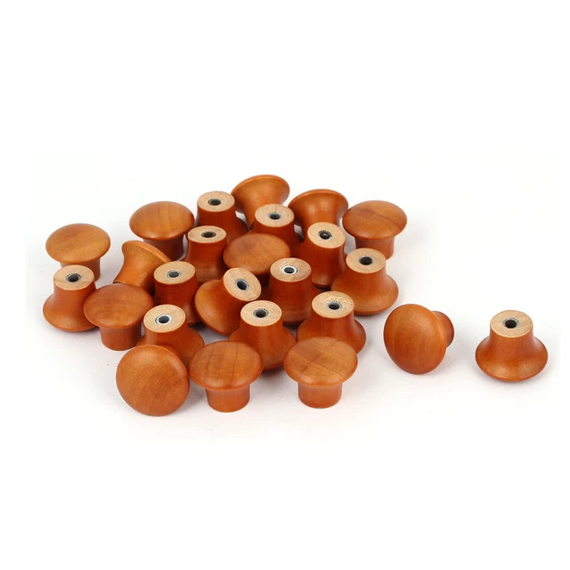 Pré-foré En bois Porte Tiroir Placard Boutons Poignées 23x17mm Marron 25pcs