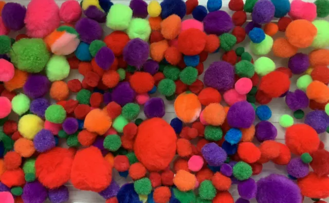 POM POMS Brights  Colours Plush Soft ALL Sizes Mixed Colours 30