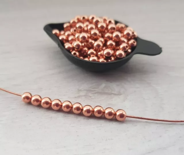 Copper Round 4mm Beads - Hollow Seamed Beads - Choose Your Quantity 3