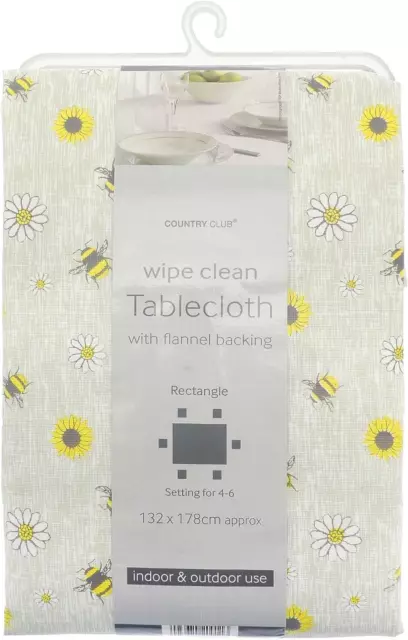 COUNTRY CLUB Busy Bee Design Wipe Clean Tablecloths 132x178cm - Don't be a Busy