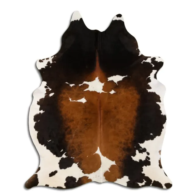 Real Cowhide Rug Tricolor Size 6 by 7 ft, Top Quality, Large Size